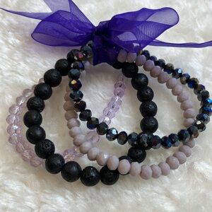Natural Stone & Faux Crystal Bracelet Set